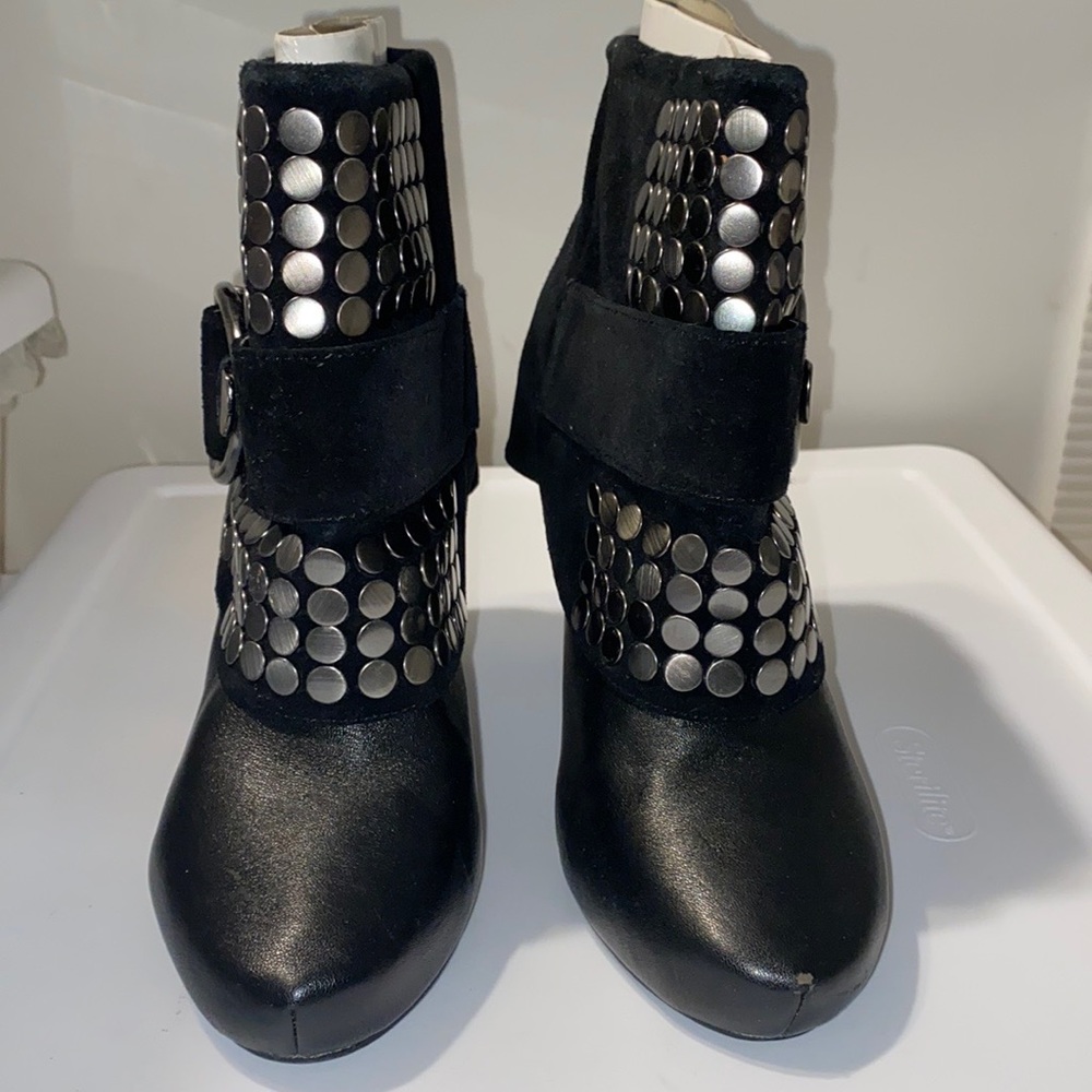 Black and silver booties